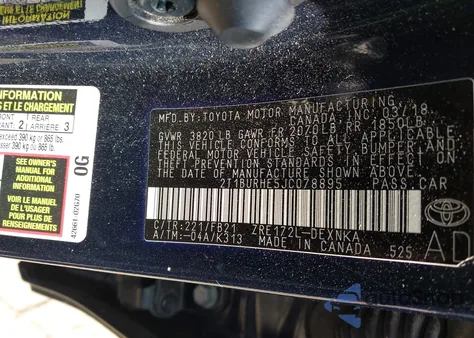 2018 Toyota Corolla Le z USA, uszkodzony, nr VIN 2T1BURHE5JC078895